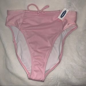 Old Navy Pink Ribbed High Waist Bikini L XL NWT